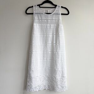 Abercrombie & Fitch White Lace Sleeveless Shift Dress Size Large